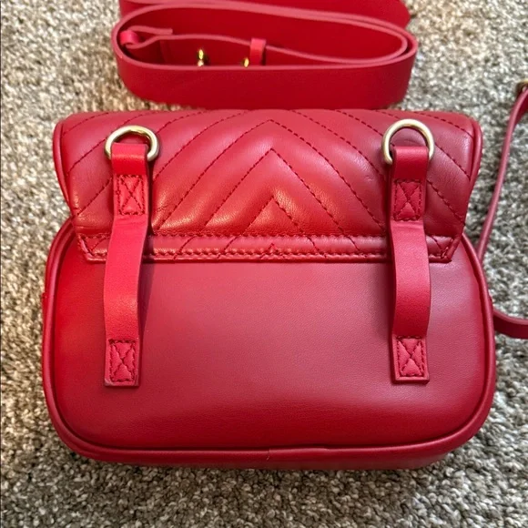 Zara Red Quilted Crossbody Bag with Gold Accents - Picture 6 of 6